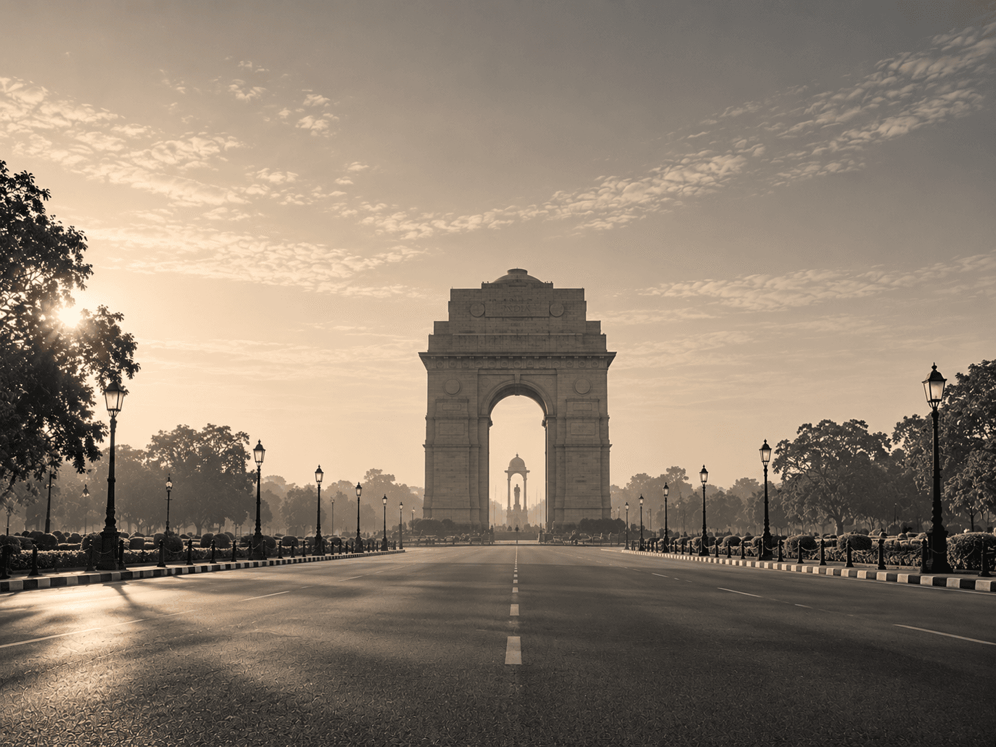 India Gate in Delhi in warm morning light