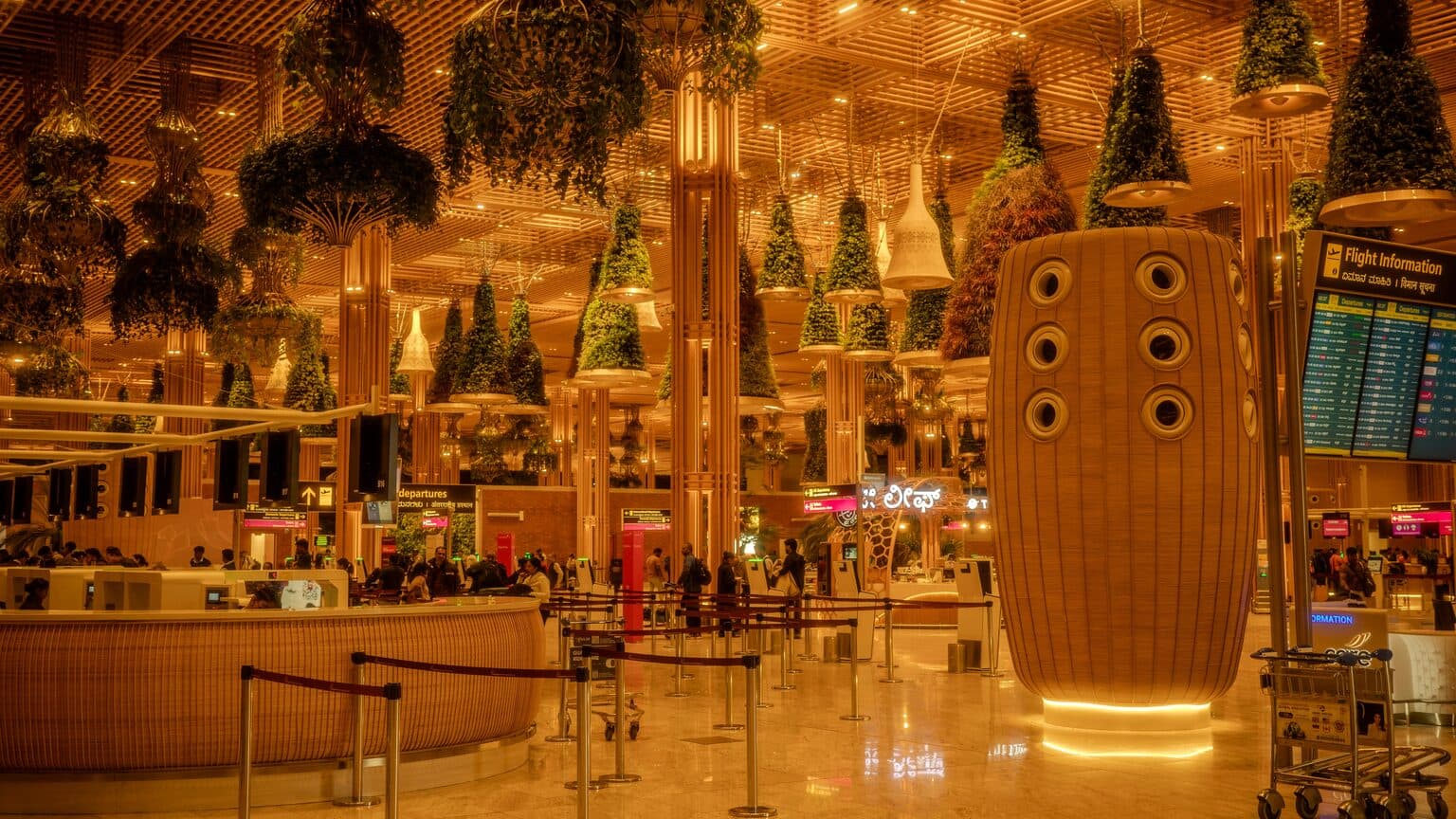 Interior of Kempegowda International Airport Terminal 2, the international arrivals terminal at KIA Bangalore
